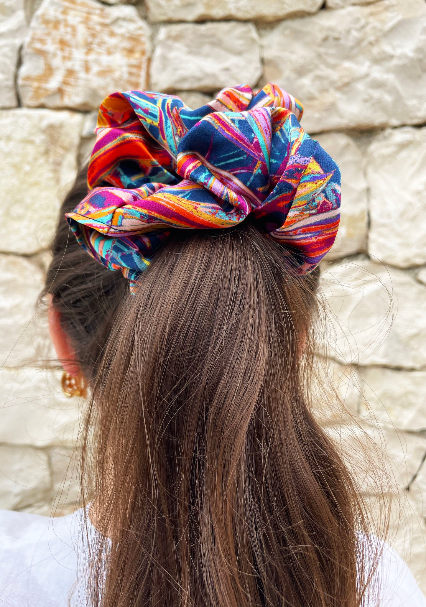 LANYA TROPICANA FROOTI JUNGLE SILK SCRUNCHIE AS WORN
