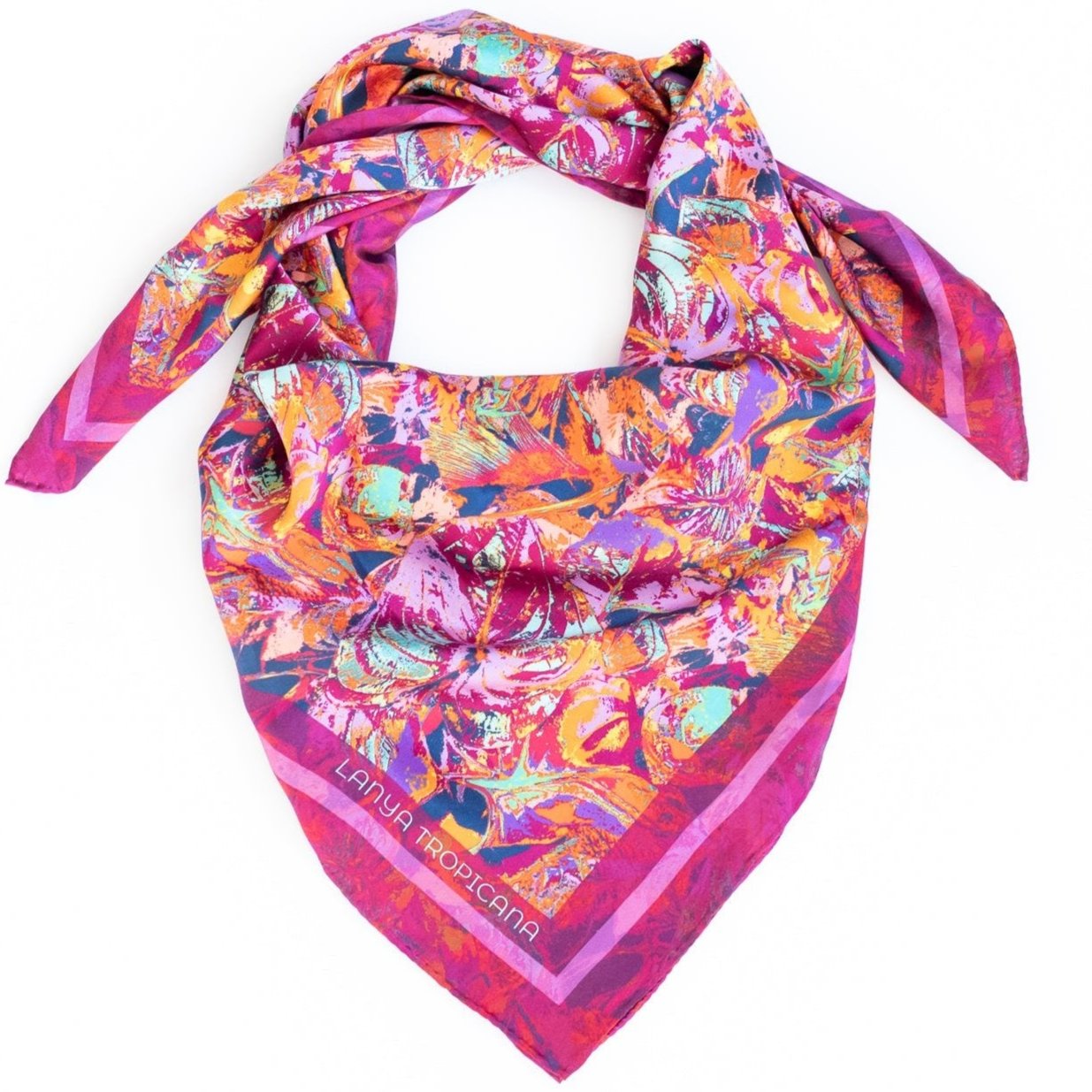LANYA_TROPICANA_FROOTI_ORCHADIA_PRINT_ORGANIC_SILK_HANDROLL_HEMMED_SCARF_WHITE_BG