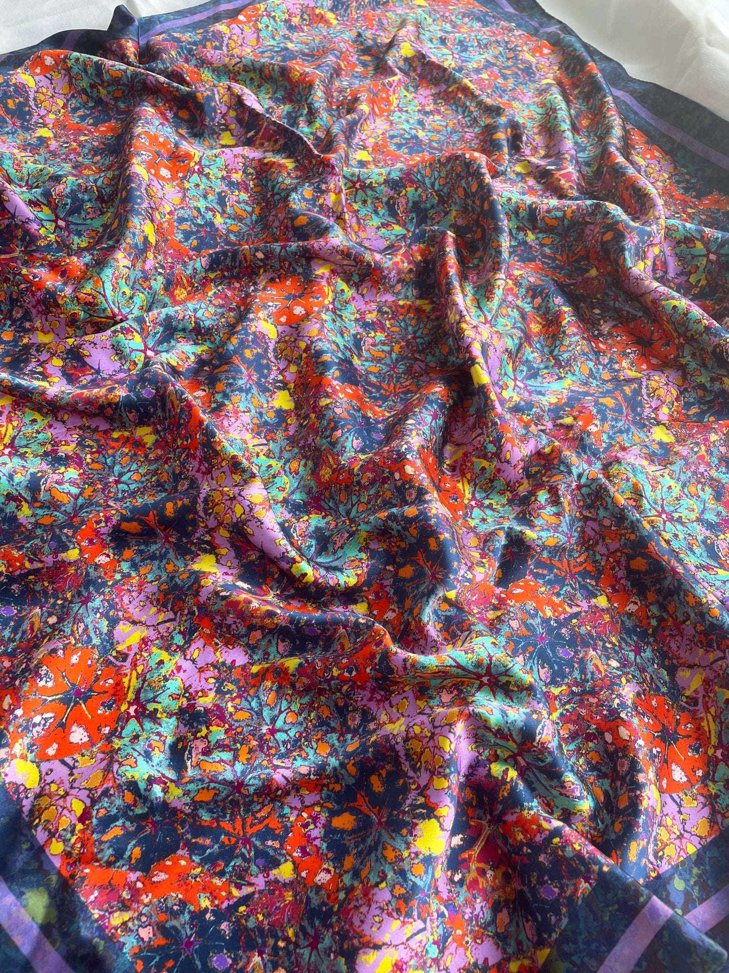 LANYA TROPICANA FROOTI REEF PRINT ORGANIC SILK SCARF PRINT DESIGN DETAIL