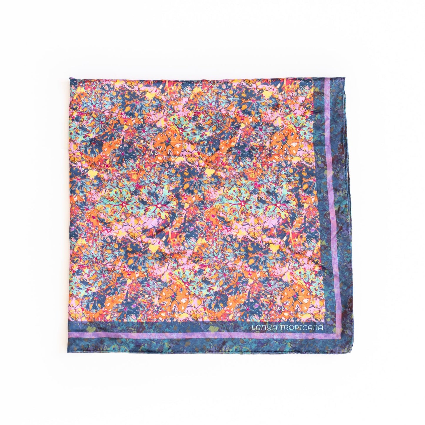 LANYA TROPICANA FROOTI REEF PRINT ORGANIC SILK SCARF SQUARE