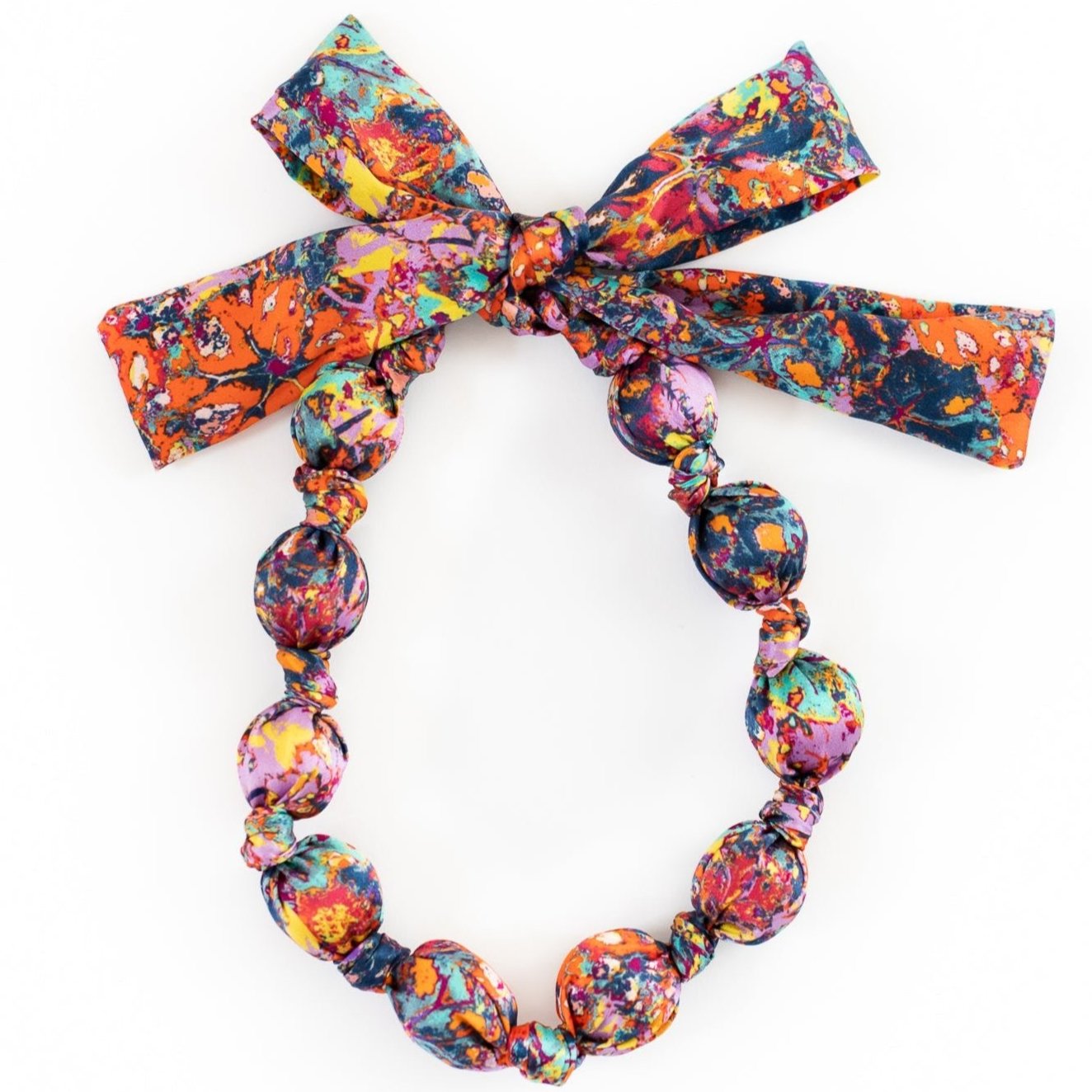 LANYA TROPICANA FROOTI REEF PRINT SILK BEAD NECKLACE BOW