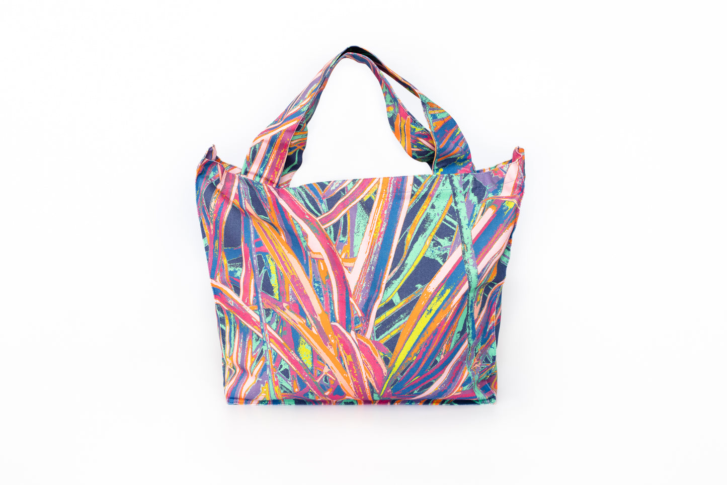 LANYA TROPICANA HAPPY ZEST JUNGLE PRINTED ORGANIC COTTON CANVAS COLOURFUL MAXIMAL SUSTAINABLE TOTE BAG PHOTOGRAPHY
