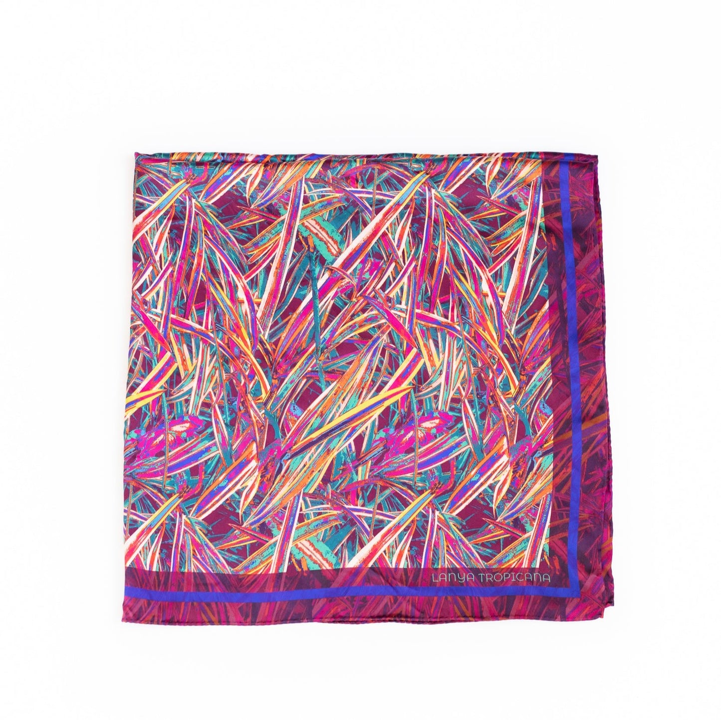 LANYA TROPICANA SUNDOWN JUNGLE PRINT ORGANIC SILK SCARF SQUARE FOLD