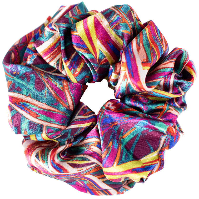 LANYA TROPICANA SUNDOWN JUNGLE PRINT ORGANIC SILK SCRUNCHIE