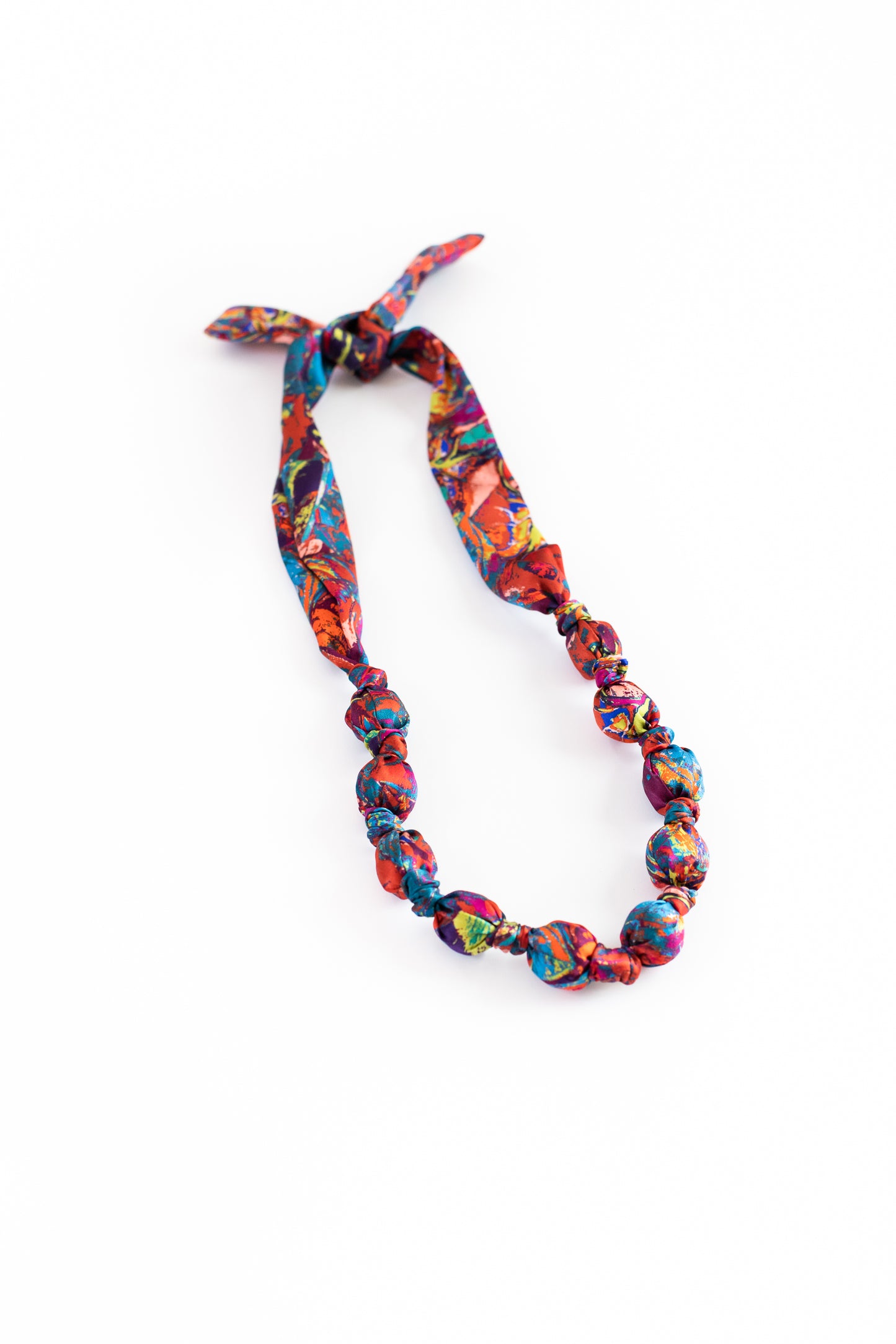 LANYA TROPICANA SUNDOWN ORCHADIA PRINT SILK BEAD NECKLACE