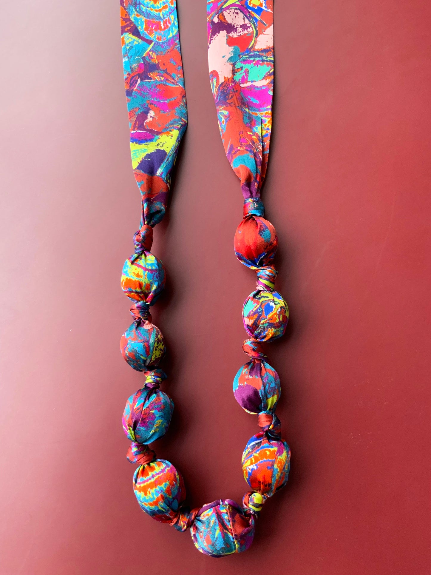 LANYA TROPICANA SUNDOWN ORCHADIA PRINT SILK BEAD NECKLACE