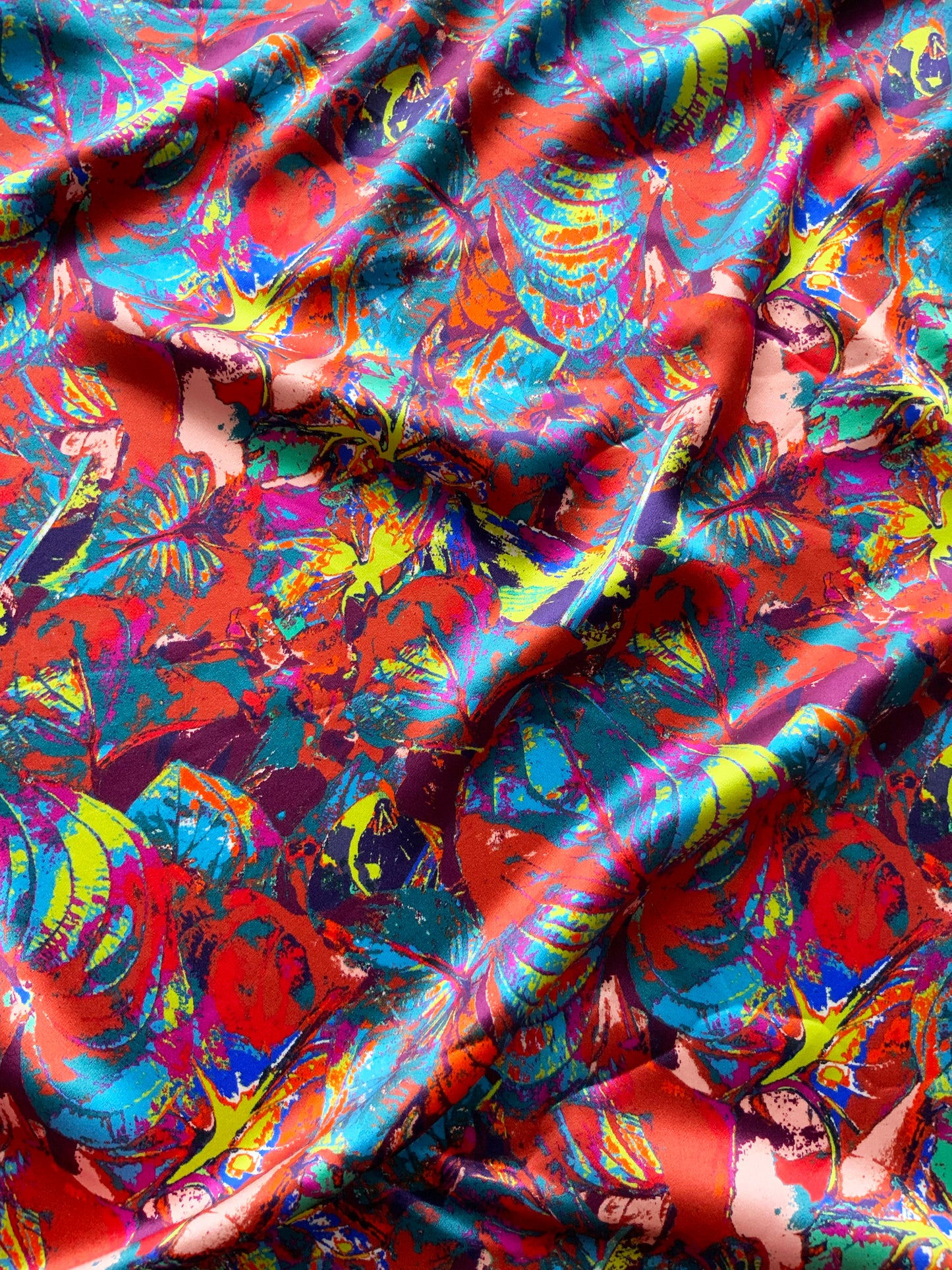 LANYA TROPICANA SUNDOWN ORCHADIA PRINT ORGANIC SILK SCARF REPEAT PATTERN DETAIL