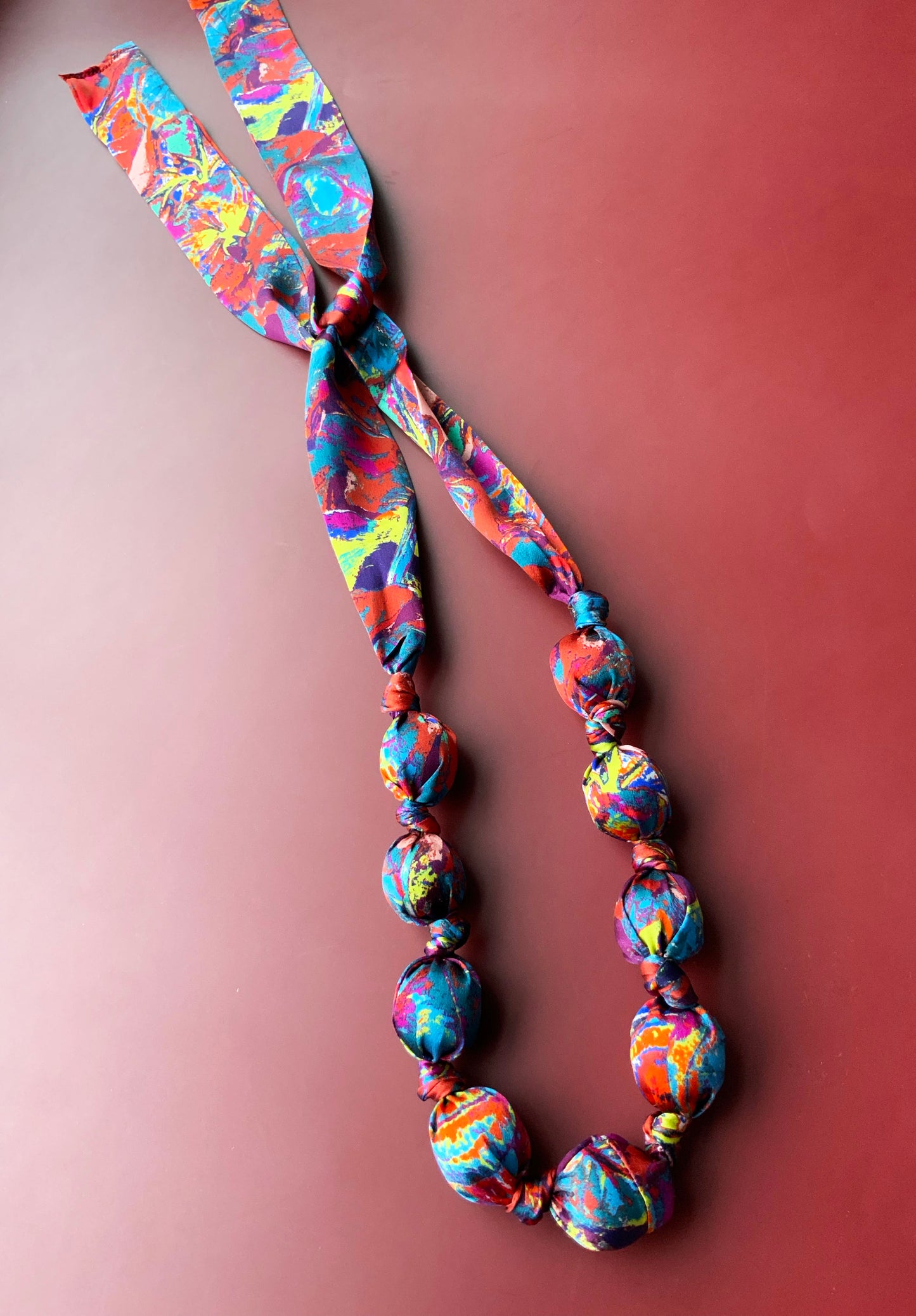 LANYA TROPICANA SUNDOWN ORCHADIA PRINT SILK BEAD NECKLACE