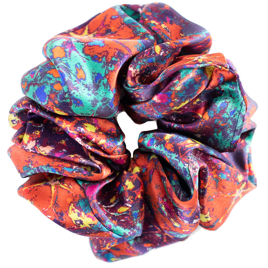 LANYA TROPICANA SUNDOWN REEF PRINT ORGANIC SILK SCRUNCHIE