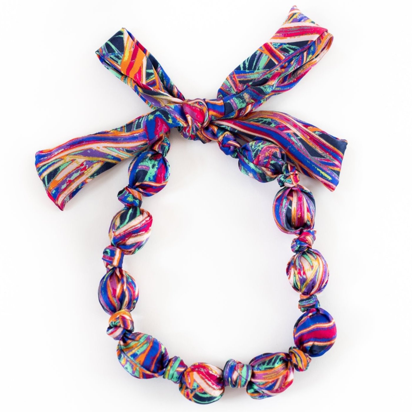 LANYA TROPICANA ZEST JUNGLE PRINT SILK BEAD NECKLACE BOW