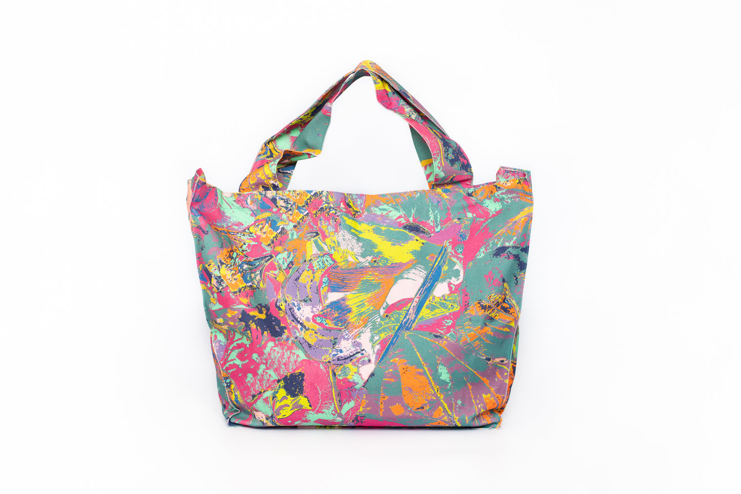 LANYA TROPICANA ZEST ORCHADIA PRINTED ORGANIC COTTON CANVAS COLOURFUL MAXIMAL SUSTAINABLE TOTE BAG BACK WHITE BG