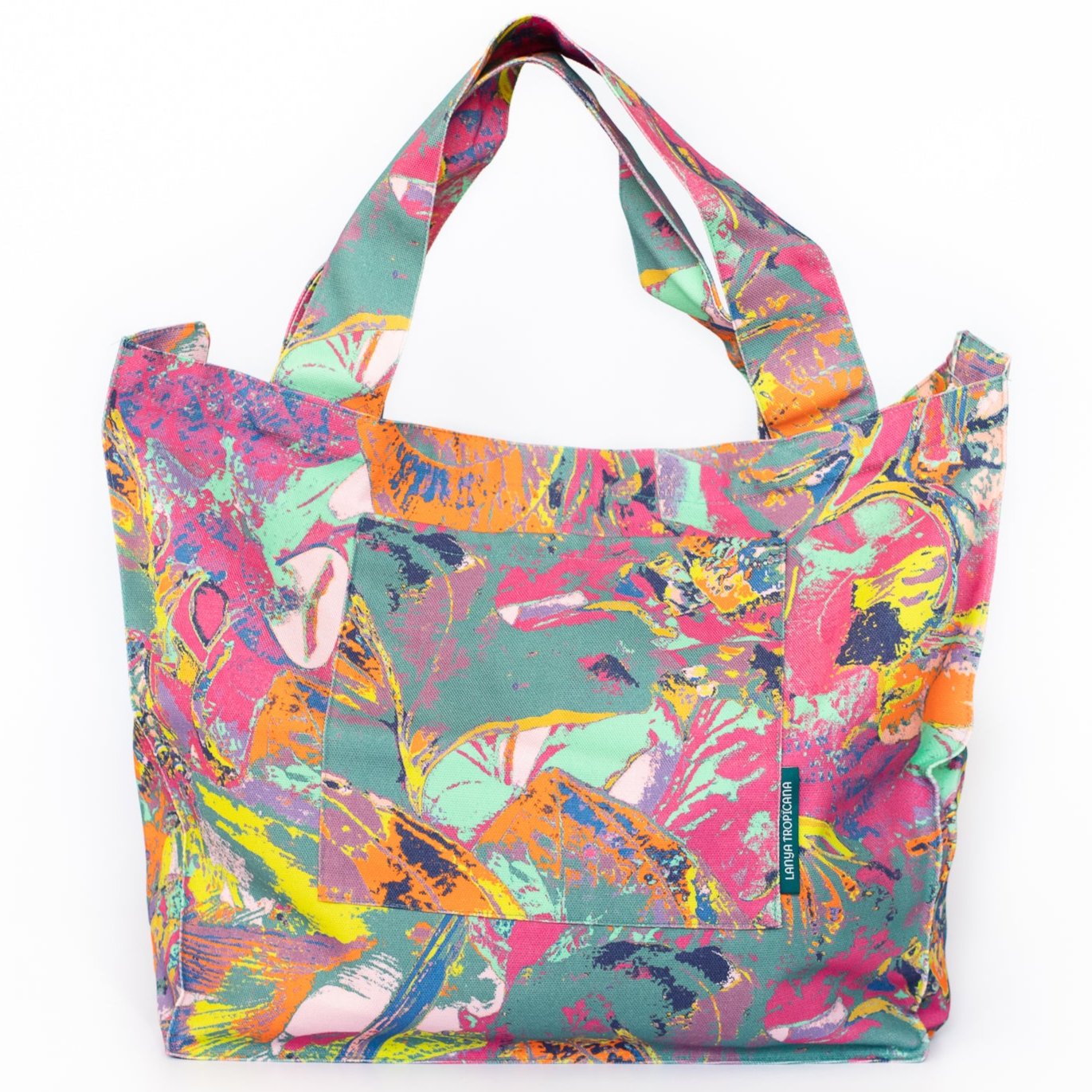 LANYA_TROPICANA_ZEST_ORCHADIA_PRINTED_ORGANIC_COTTON_CANVAS_COLOURFUL_MAXIMAL_SUSTAINABLE_TOTE_BAG_FRONT_WHITE_BG