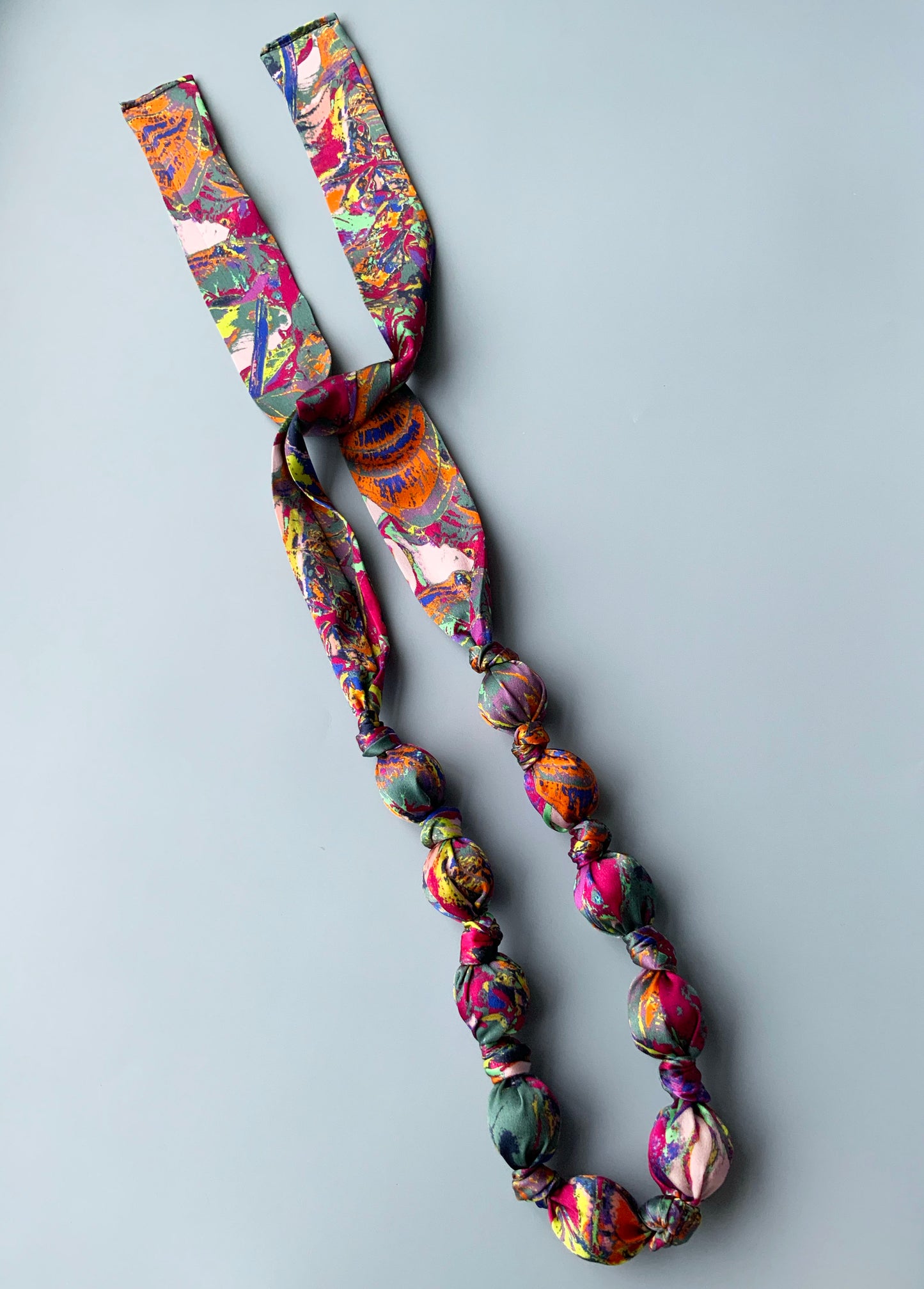 LANYA TROPICANA ZEST ORCHADIA PRINT SILK BEAD NECKLACE