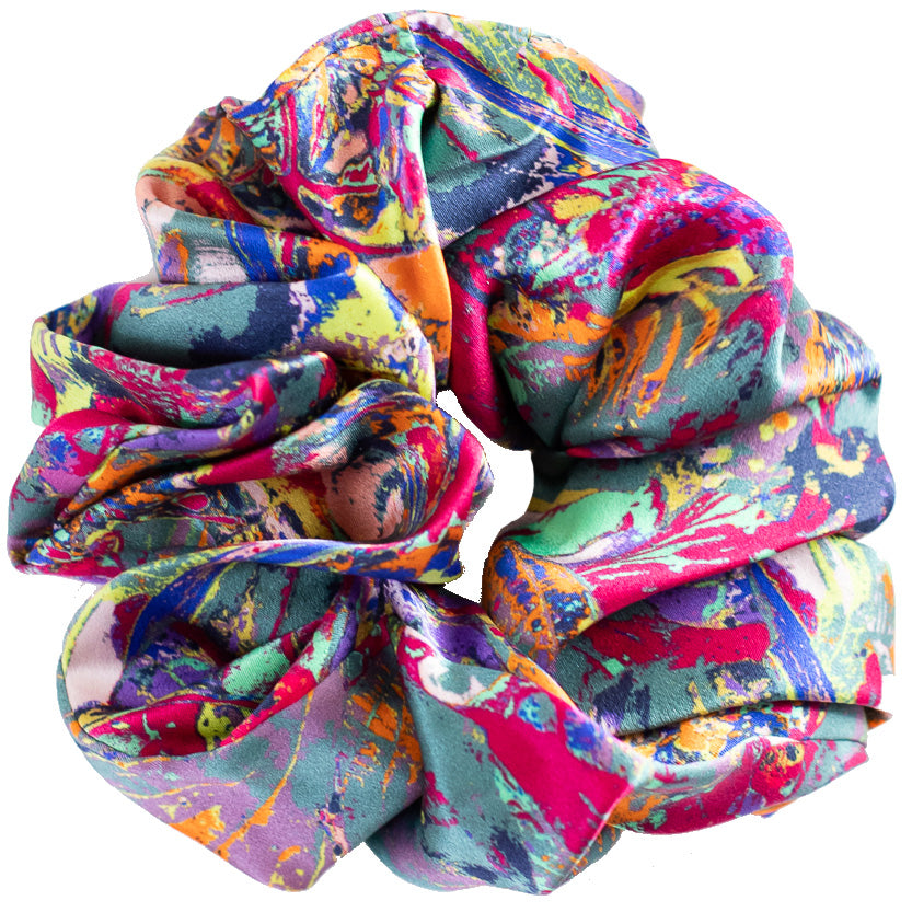 LANYA TROPICANA ZEST ORCHADIA PRINT ORGANIC SILK SCRUNCHIE