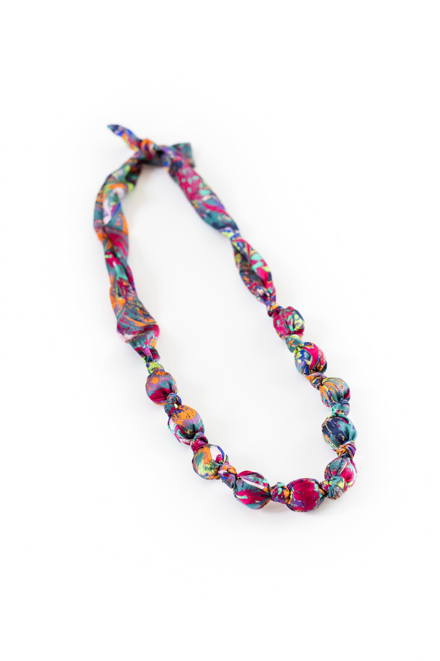 LANYA TROPICANA ZEST ORCHADIA PRINT SILK BEAD NECKLACE LONG