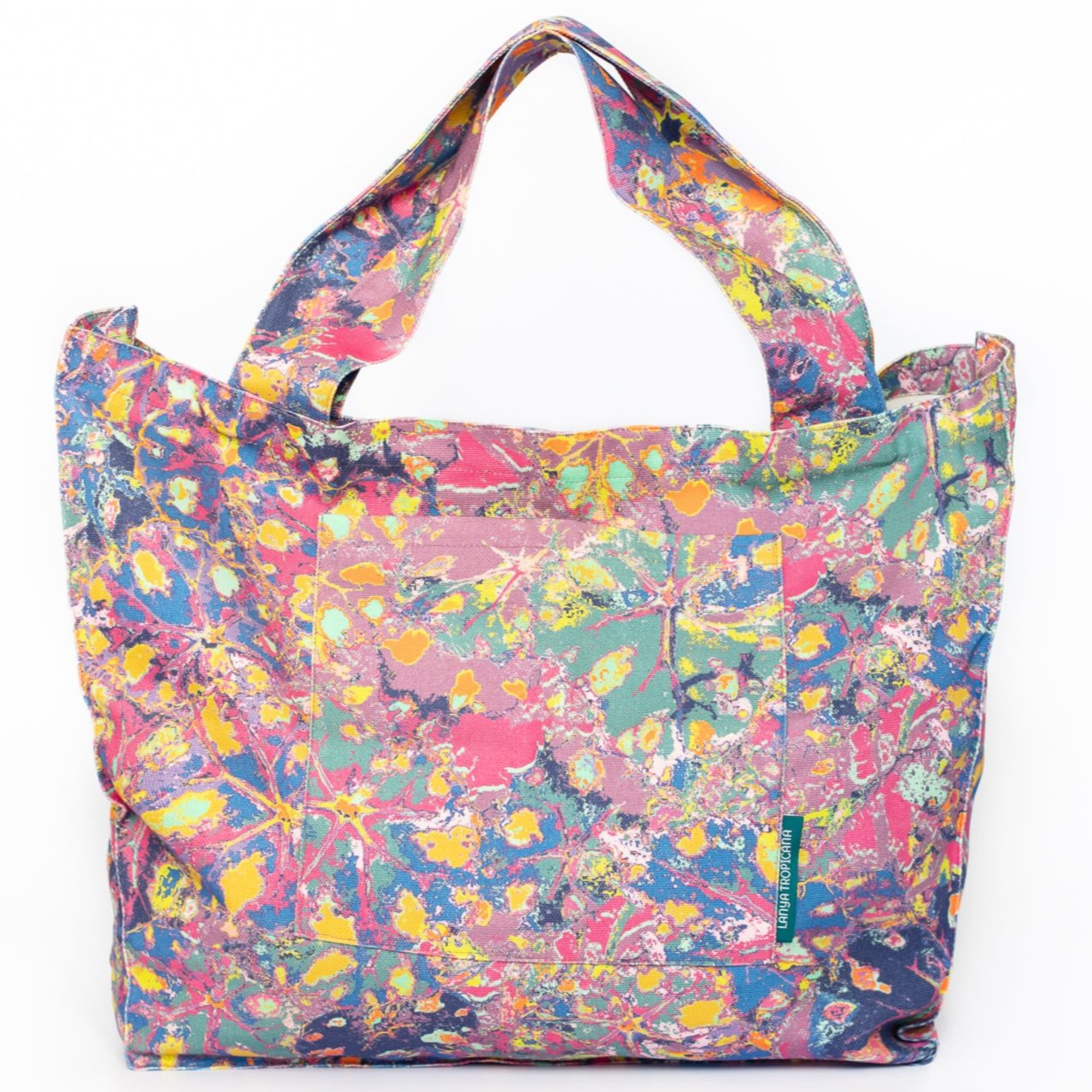 LANYA TROPICANA ZEST REEF PRINTED ORGANIC COTTON CANVAS COLOURFUL MAXIMAL SUSTAINABLE TOTE BAG FRONT