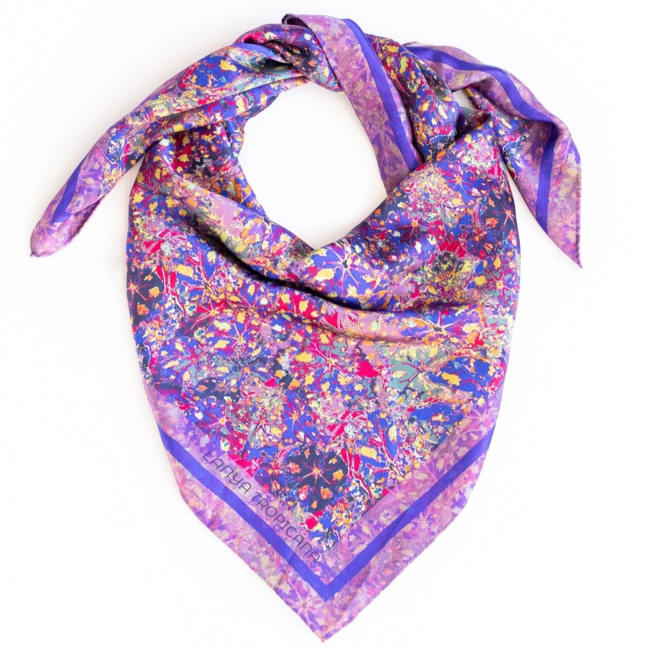 LANYA TROPICANA ZEST REEF PRINT ORGANIC SILK SCARF TIED