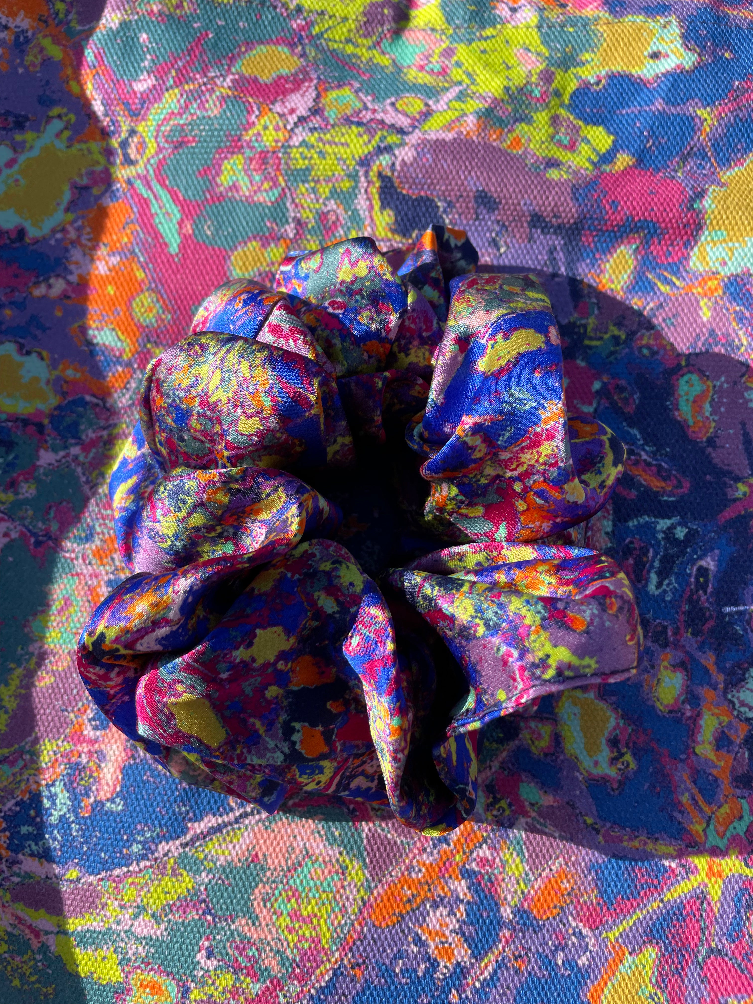 LANYA TROPICANA ZEST REEF PRINT ORGANIC SILK SCRUNCHIE COTTON CANVAS TOTE BAG