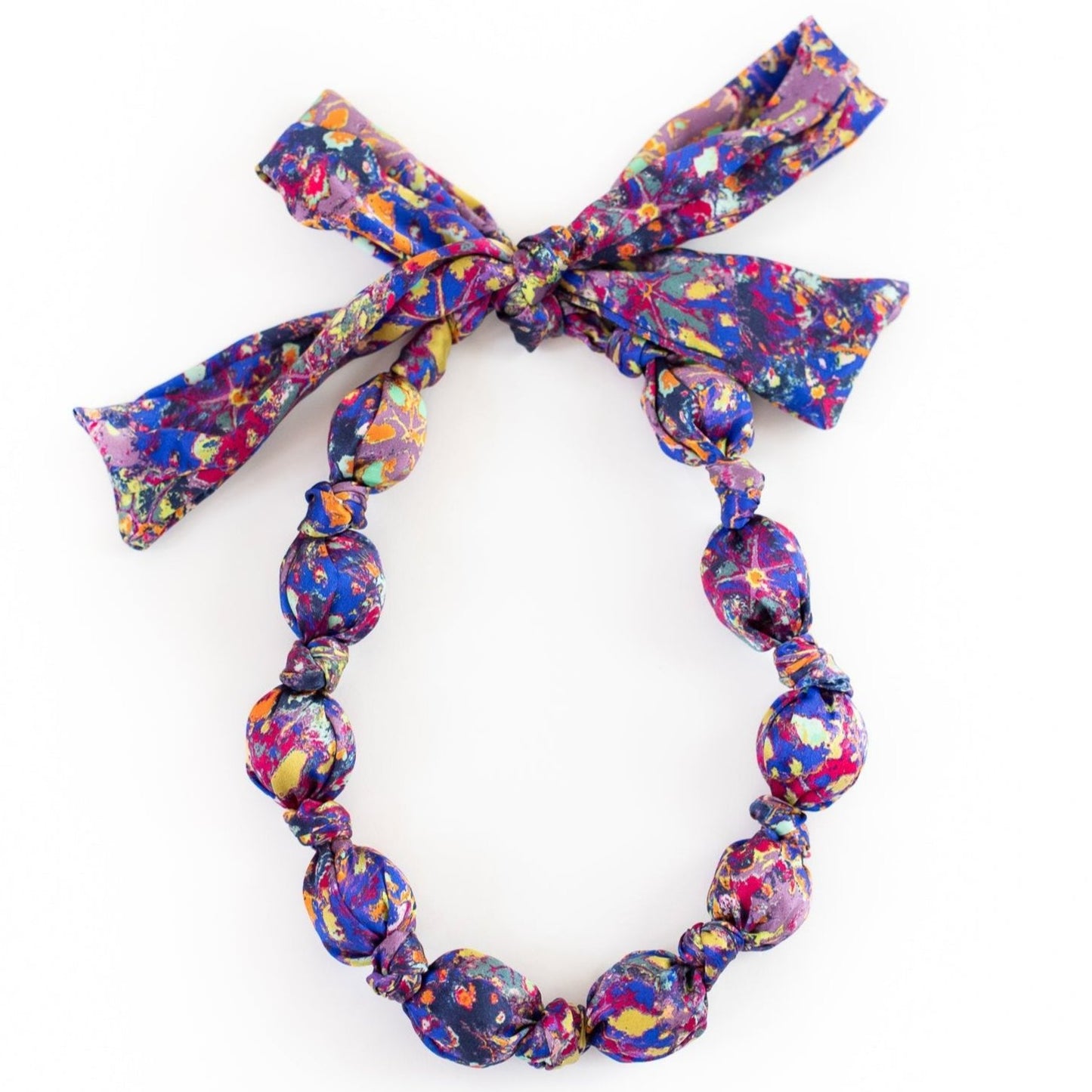 LANYA TROPICANA ZEST REEF PRINT SILK BEAD NECKLACE BOW