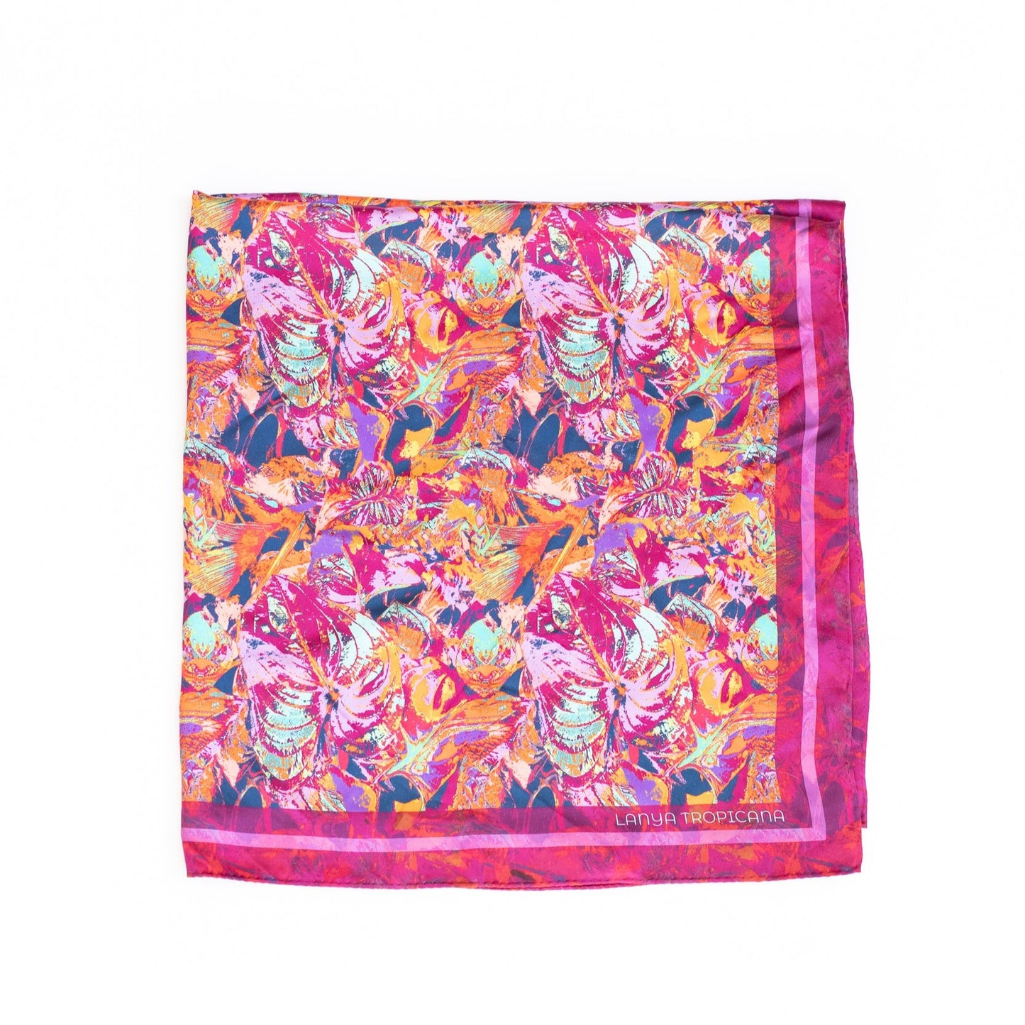 LANYA TROPICANA FROOTI ORCHADIA PRINT ORGANIC SILK SCARF SQUARE