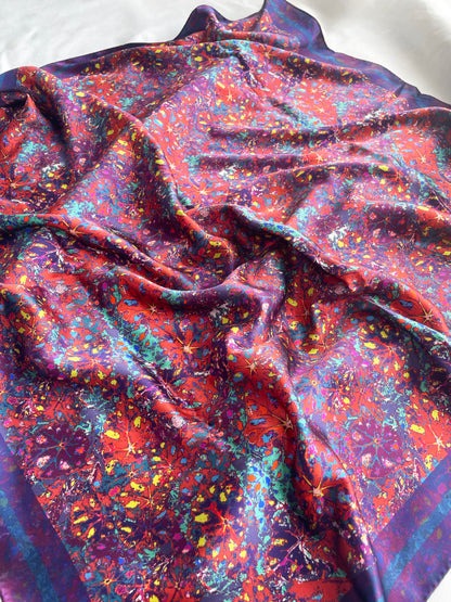 LANYA TROPICANA SUNDOWN REEF PRINT ORGANIC SILK SCARF REPEAT PATTERN DETAIL