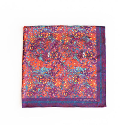 LANYA TROPICANA SUNDOWN REEF PRINT ORGANIC SILK SCARF SQUARE FOLD