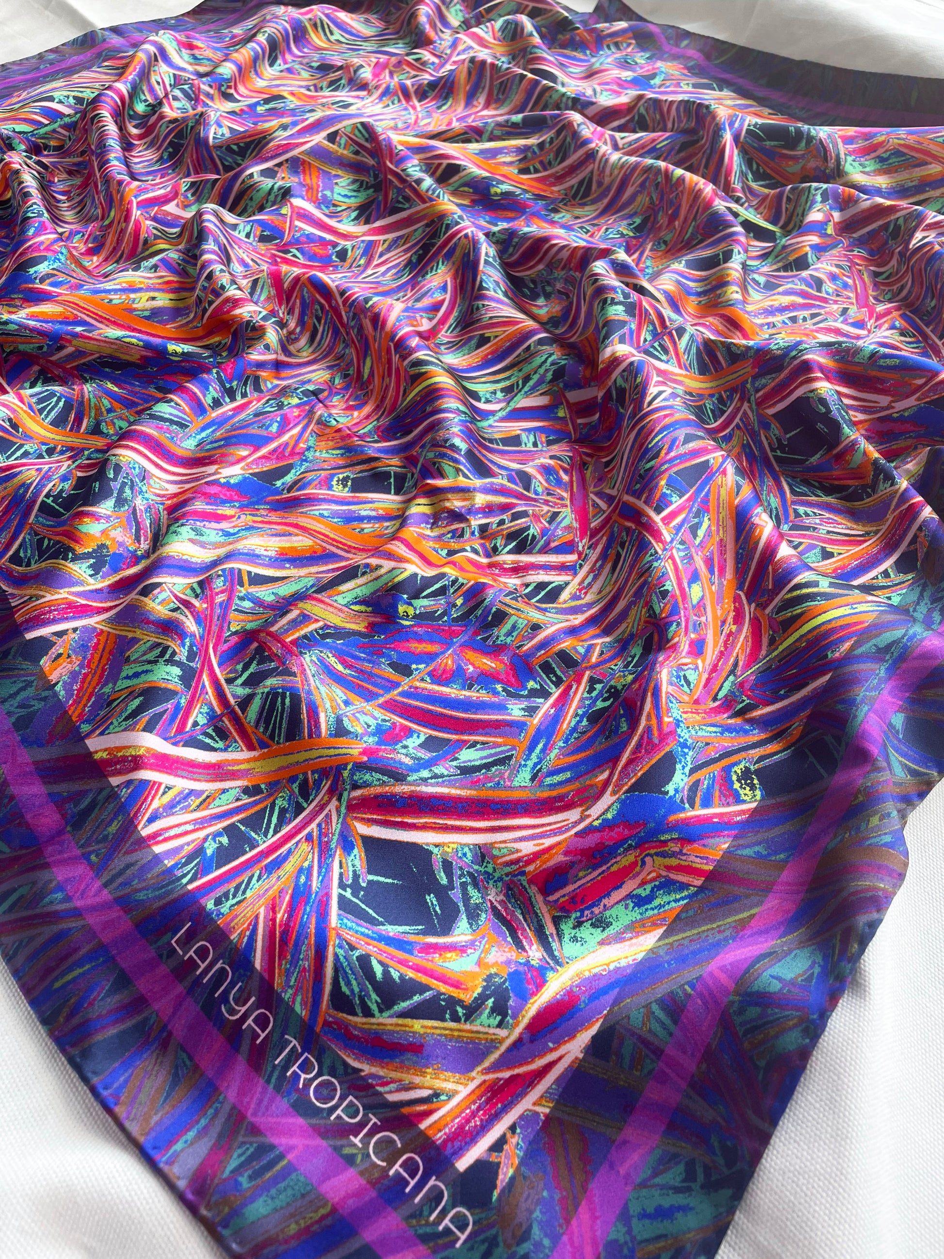 LANYA TROPICANA ZEST JUNGLE PRINT ORGANIC SILK SCARF