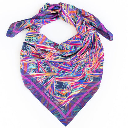 LANYA TROPICANA ZEST JUNGLE PRINT ORGANIC SILK SCARF TIED